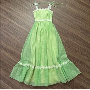 70s Polka Dot Sheer Maxi Dress